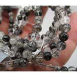 6 mm Gemstone Round Bead Bracelet - 10 pcs pack - Rutilated Black Quartz